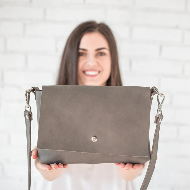 Small Leather Crossbody Bag • Distressed Leather Bag • Leather Shoulder Bag • Brown Leather Purse With Shoulder Strap • Handmade Crossbody