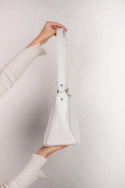 White Pebbled Leather Handbag with Zipper | Genuine Pebbled Leather Shoulder Bag | Handmade Leather Everyday Use Bag | Leather Women Bags