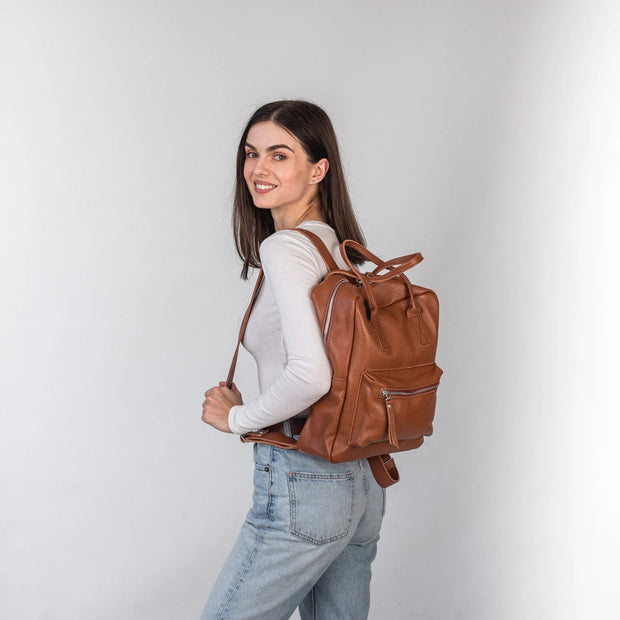 Soft Leather Backpack | Leather Backpack for Student | Leather Women Backpack with Zipper and Pockets | Genuine Leather Travel Backpack
