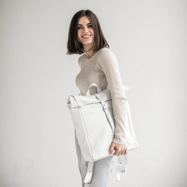 Leather backpack | Pebbled leather rucksack | Leather rolltop backpack | Womens backpack | School leather backpacks | Leather students bag