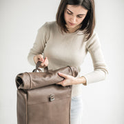 Leather backpack | Pebbled leather rucksack | Leather rolltop backpack | Womens backpack | School leather backpacks | Leather students bag
