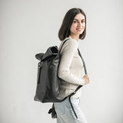 Leather backpack | Pebbled leather rucksack | Leather rolltop backpack | Womens backpack | School leather backpacks | Leather students bag