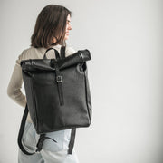 Leather backpack | Pebbled leather rucksack | Leather rolltop backpack | Womens backpack | School leather backpacks | Leather students bag