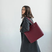 Genuine Leather Women's Tote Bag | Double Faced Leather Shoulder Bag | Handmade Leather Tote Purse | Leather Crossbody Tote for Everyday Use