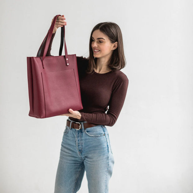 Genuine Leather Women's Tote Bag | Double Faced Leather Shoulder Bag | Handmade Leather Tote Purse | Leather Crossbody Tote for Everyday Use