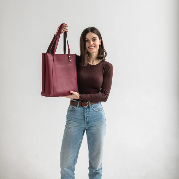 Genuine Leather Women's Tote Bag | Double Faced Leather Shoulder Bag | Handmade Leather Tote Purse | Leather Crossbody Tote for Everyday Use