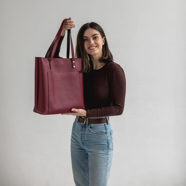 Genuine Leather Women's Tote Bag | Double Faced Leather Shoulder Bag | Handmade Leather Tote Purse | Leather Crossbody Tote for Everyday Use