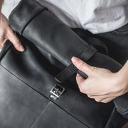 Roll Top Leather Backpack • Laptop Backpack With Zipper Pockets • Leather Rucksack • Large Travel Backpack • Everyday Leather Bags