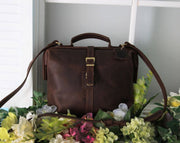 Handmade Leather Top Handle Purse: Stylish and Functional with Adjustable Shoulder Strap