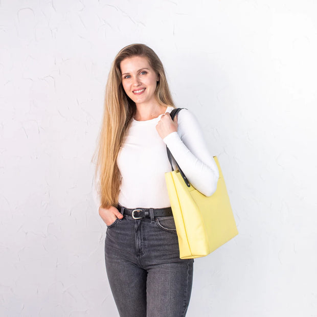Yellow Pebbled Leather Tote Women's Bag | Genuine Pebbled Leather Shoulder Bag for Everyday Use | Personalization Leather Handbag