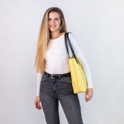Yellow Pebbled Leather Tote Women's Bag | Genuine Pebbled Leather Shoulder Bag for Everyday Use | Personalization Leather Handbag