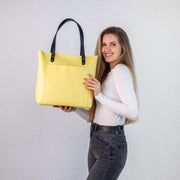 Yellow Pebbled Leather Tote Women's Bag | Genuine Pebbled Leather Shoulder Bag for Everyday Use | Personalization Leather Handbag