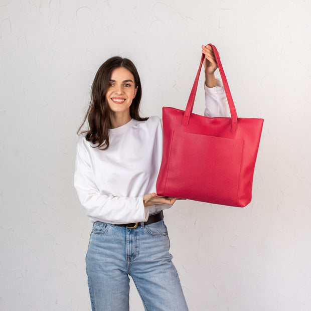 Genuine Pebbled Leather Tote Women Bag for Everyday Use | Leather Tote Bag for Work | Leather Shoulder Bag for Women Men | Travel Tote Bag