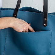 Leather Tote Bag | Pebbled Leather Shoulder Bag | Leather Handbag with Optional Outside Pocket Zipper Crossbody Strap | Personalization Bag