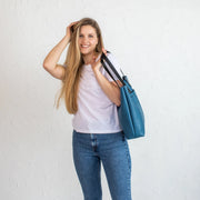 Leather Tote Bag | Pebbled Leather Shoulder Bag | Leather Handbag with Optional Outside Pocket Zipper Crossbody Strap | Personalization Bag