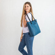 Leather Tote Bag | Pebbled Leather Shoulder Bag | Leather Handbag with Optional Outside Pocket Zipper Crossbody Strap | Personalization Bag