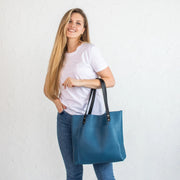 Leather Tote Bag | Pebbled Leather Shoulder Bag | Leather Handbag with Optional Outside Pocket Zipper Crossbody Strap | Personalization Bag