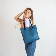 Leather Tote Bag | Pebbled Leather Shoulder Bag | Leather Handbag with Optional Outside Pocket Zipper Crossbody Strap | Personalization Bag