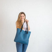 Leather Tote Bag | Pebbled Leather Shoulder Bag | Leather Handbag with Optional Outside Pocket Zipper Crossbody Strap | Personalization Bag
