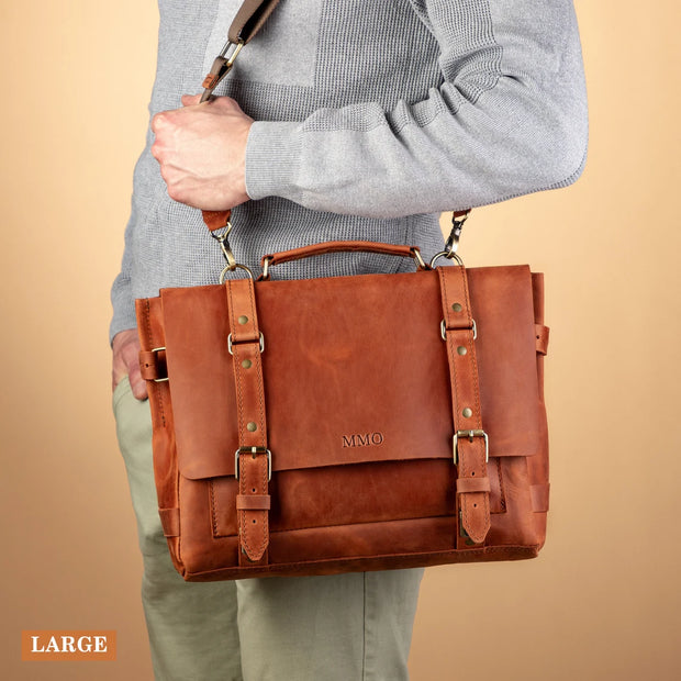 Mens Brown Leather Briefcase - Lawyers Bag, 15 inch Laptop Bag, Genuine Leather Bag, Messenger Bag, Work Bag, Graduation Gifts