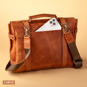 Mens Brown Leather Briefcase - Lawyers Bag, 15 inch Laptop Bag, Genuine Leather Bag, Messenger Bag, Work Bag, Graduation Gifts