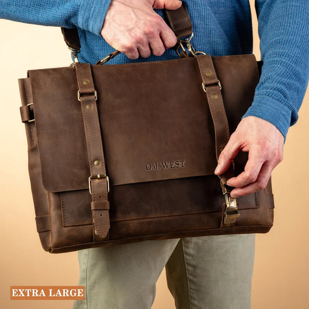 Mens Brown Leather Briefcase - Lawyers Bag, 15 inch Laptop Bag, Genuine Leather Bag, Messenger Bag, Work Bag, Graduation Gifts
