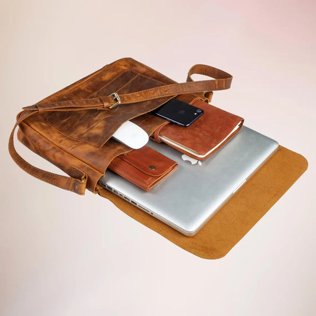 Handmade Crazy Horse Leather Messenger Bag Gift for Him vintage mens bag stylish leather bag classic mens bag father’s day gift
