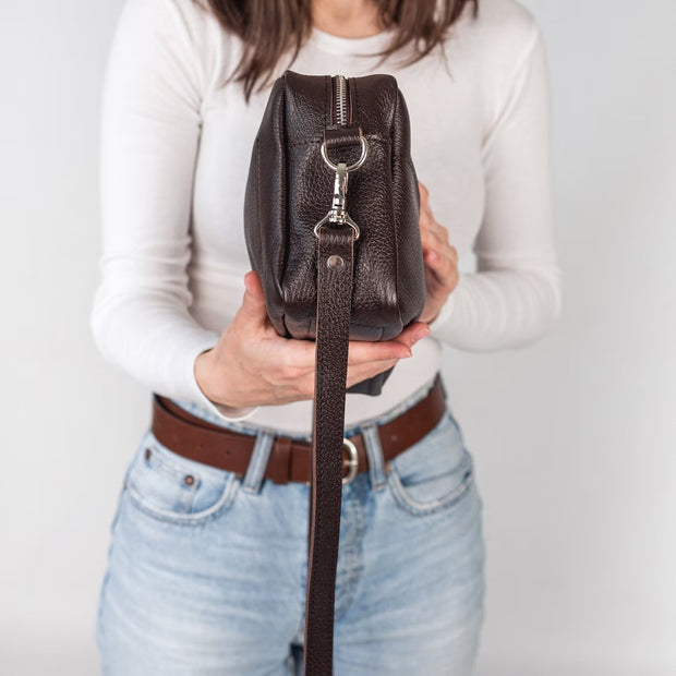 Genuine Pebbeld Leather Crossbody Bag for Everyday Use | Handmade Leather Crossbody Purse with Zipper | Personalization Leather Shoulder Bag