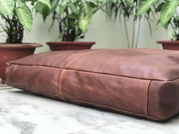 Customized Genuine Leather Seat Cushion Cover | Dining Cushion  | Table Seat Pad | Rectangular Floor Cushion Cover | Customized Leather Pet Bed