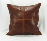 Genuine Lambskin Leather Pillow Cover - Sofa Cushion Case - Decorative Throw Covers for Living Room & Bedroom - Antique Brown