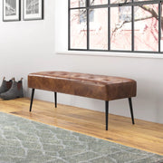 Bench with Full Grain Leather Upholstered Cushion