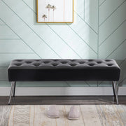 Bench with Full Grain Leather Upholstered Cushion