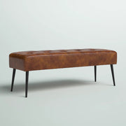Bench with Full Grain Leather Upholstered Cushion