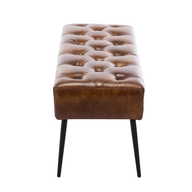 Bench with Full Grain Leather Upholstered Cushion