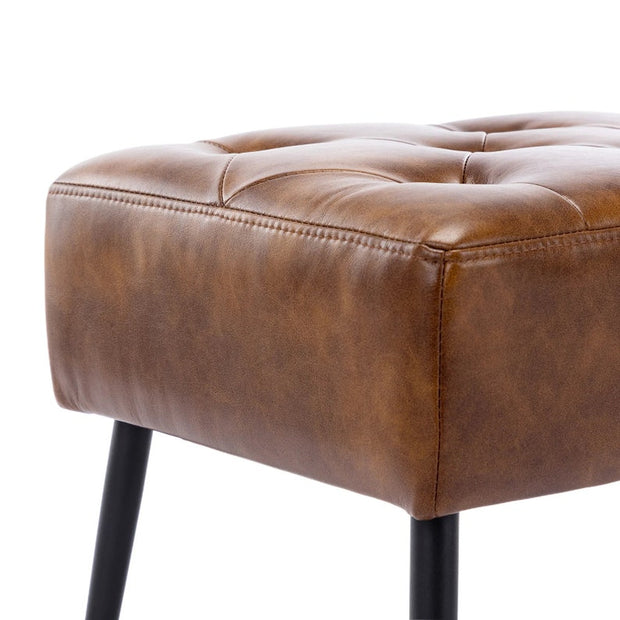 Bench with Full Grain Leather Upholstered Cushion