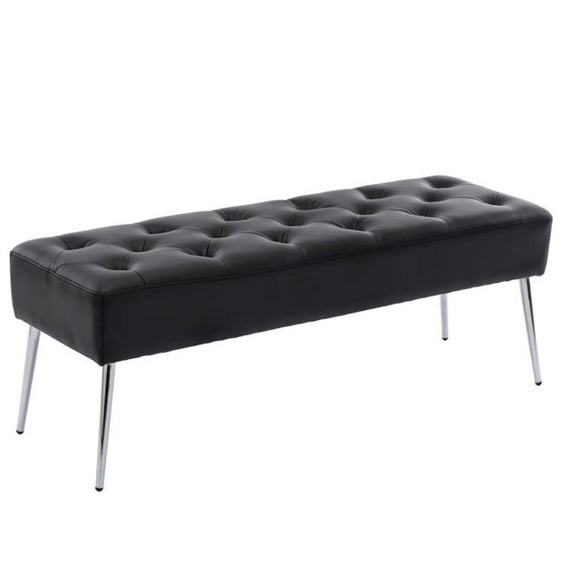 Bench with Full Grain Leather Upholstered Cushion