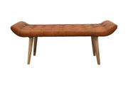 Bench with Full Grain Leather Upholstered Cushion