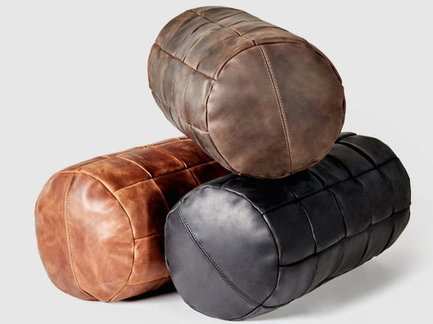 Leather Throw Pillow-Home Decor-Rustic Farmhouse-Decorative Pillows-Fine Leather Cushion-Brown-Accent Pillow-Lambskin Leather