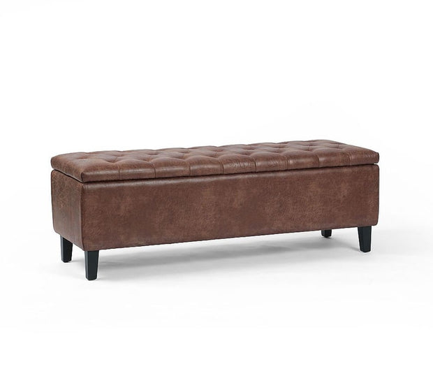 Tufted Leather Storage Bench