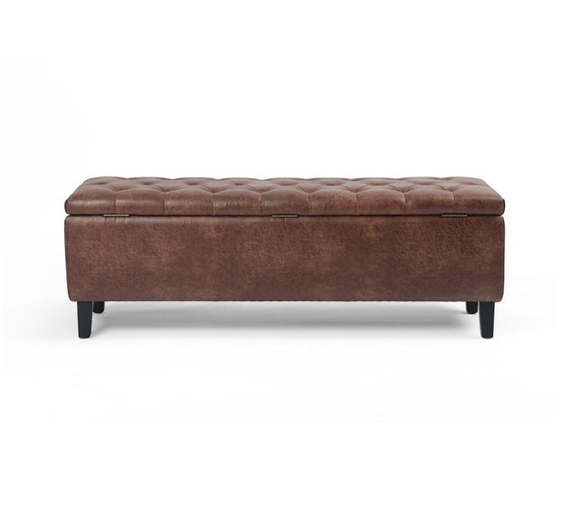 Tufted Leather Storage Bench
