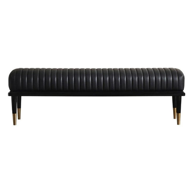 Bench with Full Grain Leather Upholstered Cushion