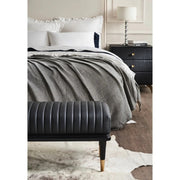 Bench with Full Grain Leather Upholstered Cushion