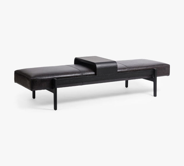 Bench with Full Grain Leather Upholstered Cushion