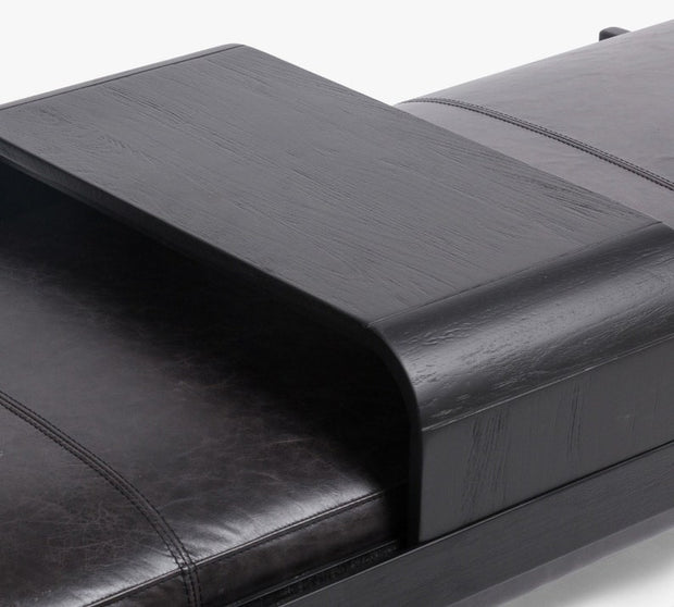Bench with Full Grain Leather Upholstered Cushion
