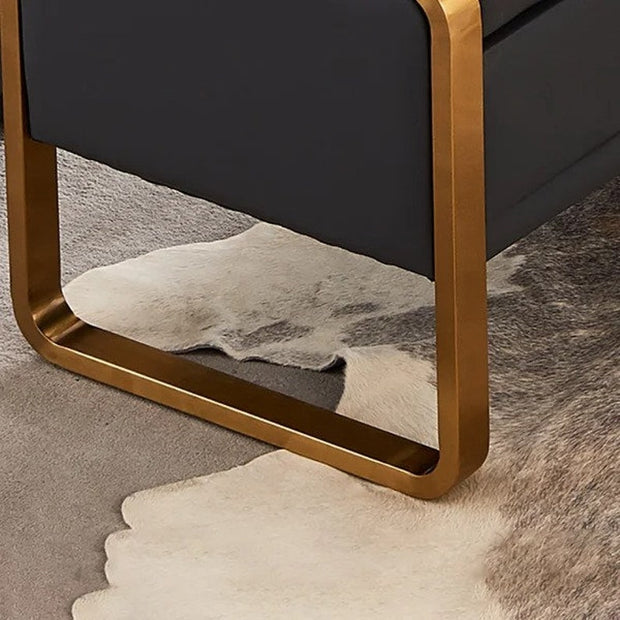 Bench with Full Grain Leather Upholstered Cushion