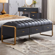 Bench with Full Grain Leather Upholstered Cushion