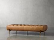 Bench with Full Grain Leather Upholstered Cushion