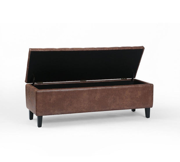 Tufted Leather Storage Bench