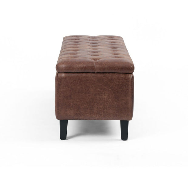 Tufted Leather Storage Bench