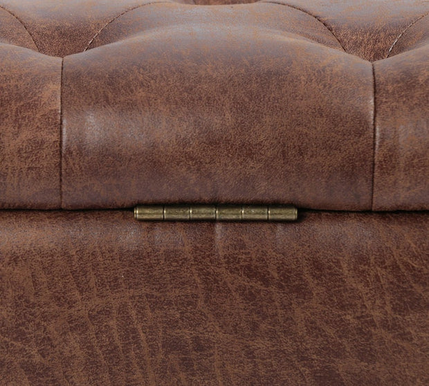 Tufted Leather Storage Bench